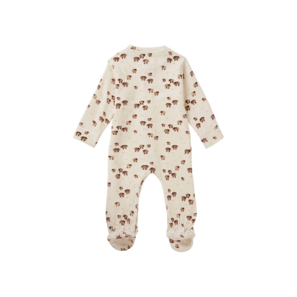 Noppies Baby pyjama velours met voet Tolleson, allover print, m80, Butter Cream/wit, Unisex