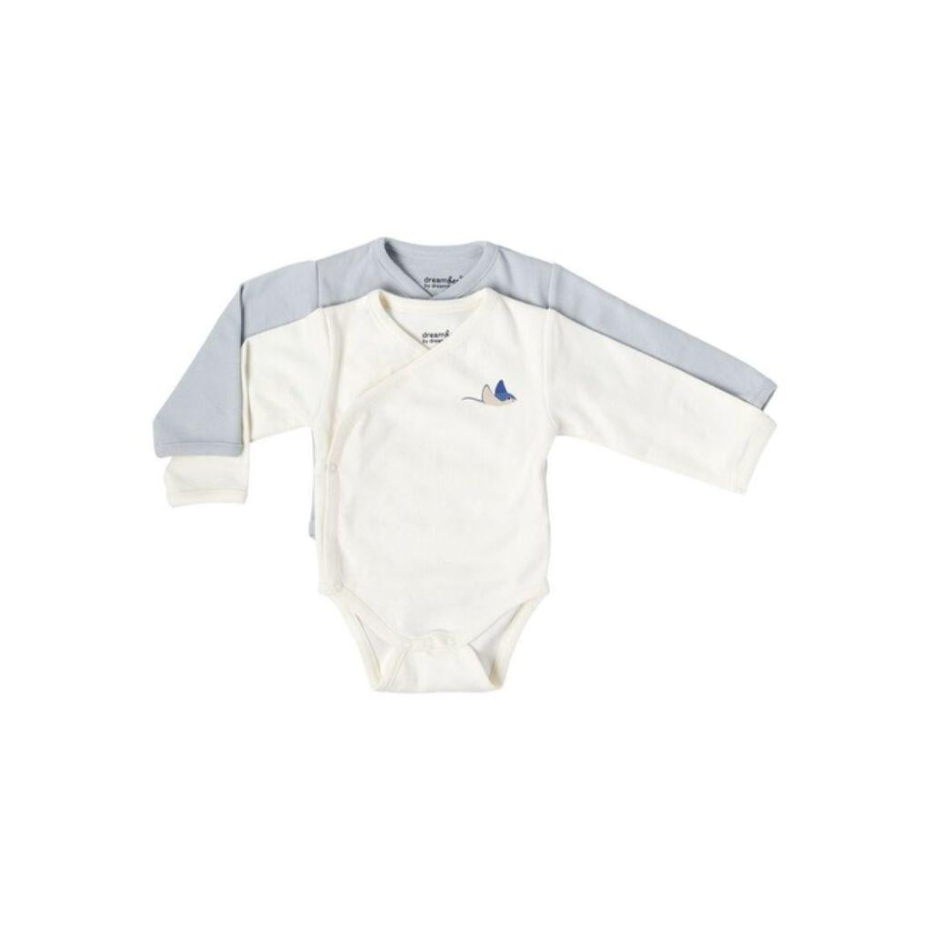 Dreambee Body cache-coeur à manches longues Billie raie beige/gris - 2 pièces