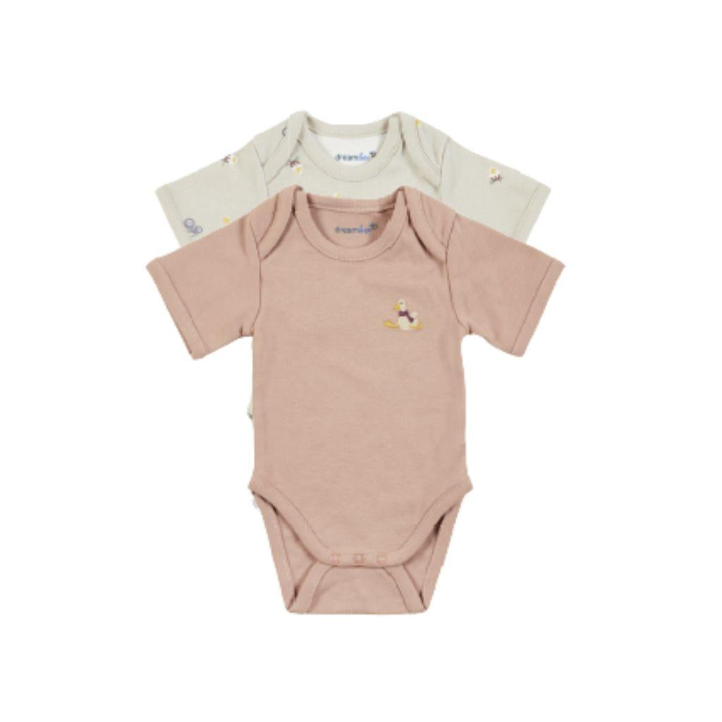 Dreambee Body met korte mouwen Jules & Odette Groentjes/zachtroze - 2 stuks