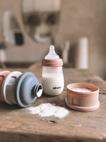 Béaba Doseur de lait en poudre 4 compartiments Mineral Gray/Pink