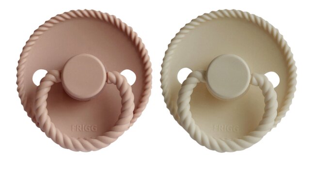 FRIGG Sucette 6 - 18 mois Rope silicone Blush/Cream - 2 pièces