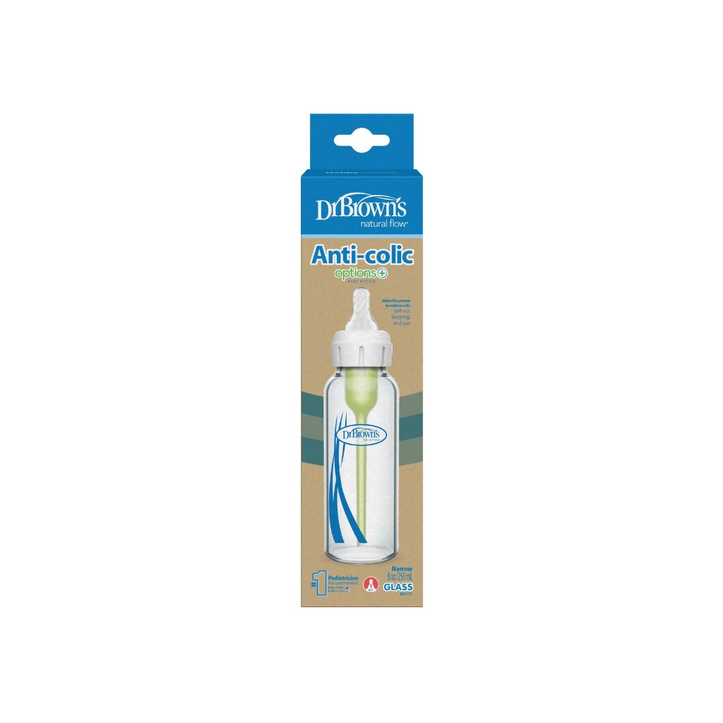 Dr. Brown's Biberon en verre Options+ à col étroit transparent 250 ml