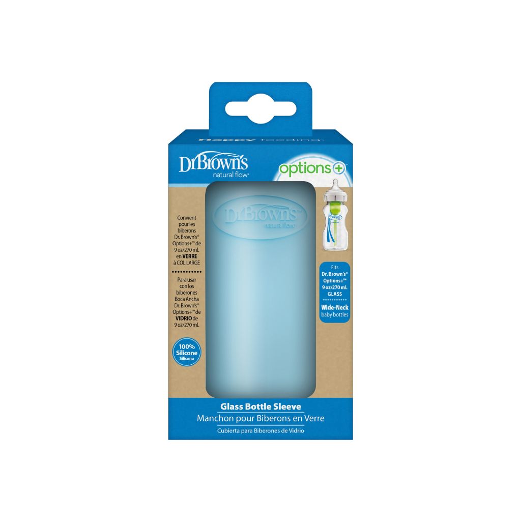 Dr. Brown's Housse de protection pour biberon à large col en verre bleu 270 ml