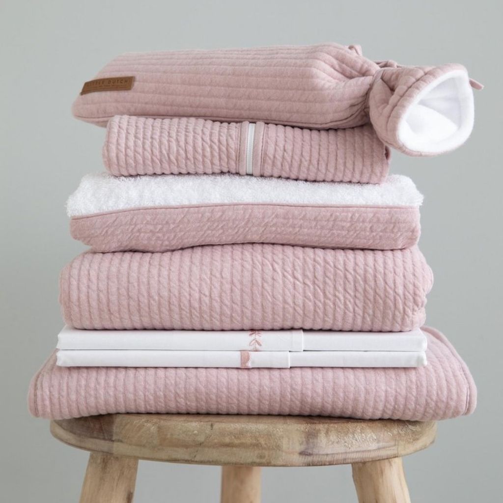 Little Dutch Drap pour berceau ou parc Pink Rounded brodé rose