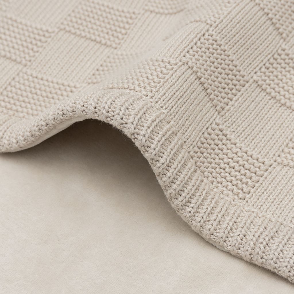 Jollein Couverture pour lit Box Knit Warm Sand/Velvet 100 x 150 cm