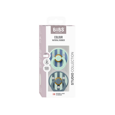 Bibs Fopspeen + 6 maanden STUDIO Pack Block Nordic Mint Petrol Mix - 2 stuks