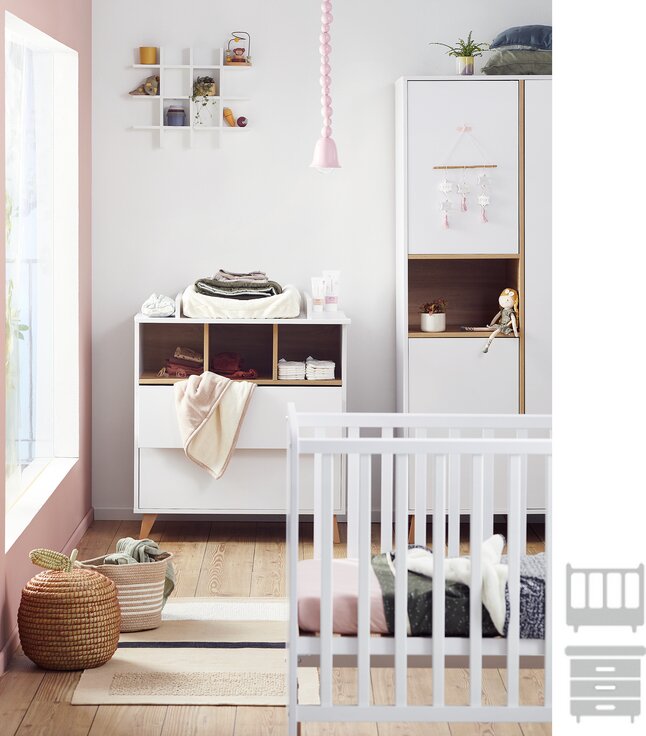 Quax Chambre de bébé 2 pièces (lit + commode) Loft White