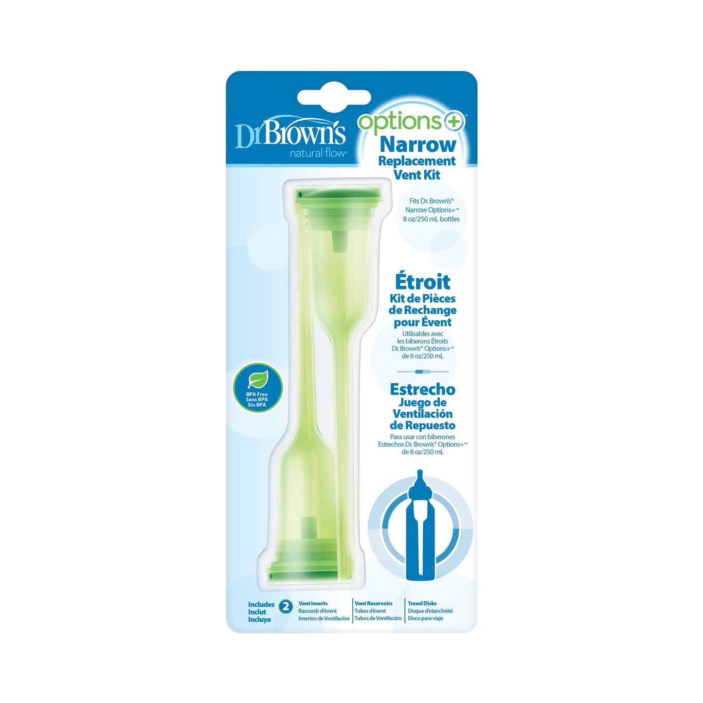 Dr. Brown's Replacement Kit voor Antikoliekzuigfles Options+ met smalle hals 250 ml