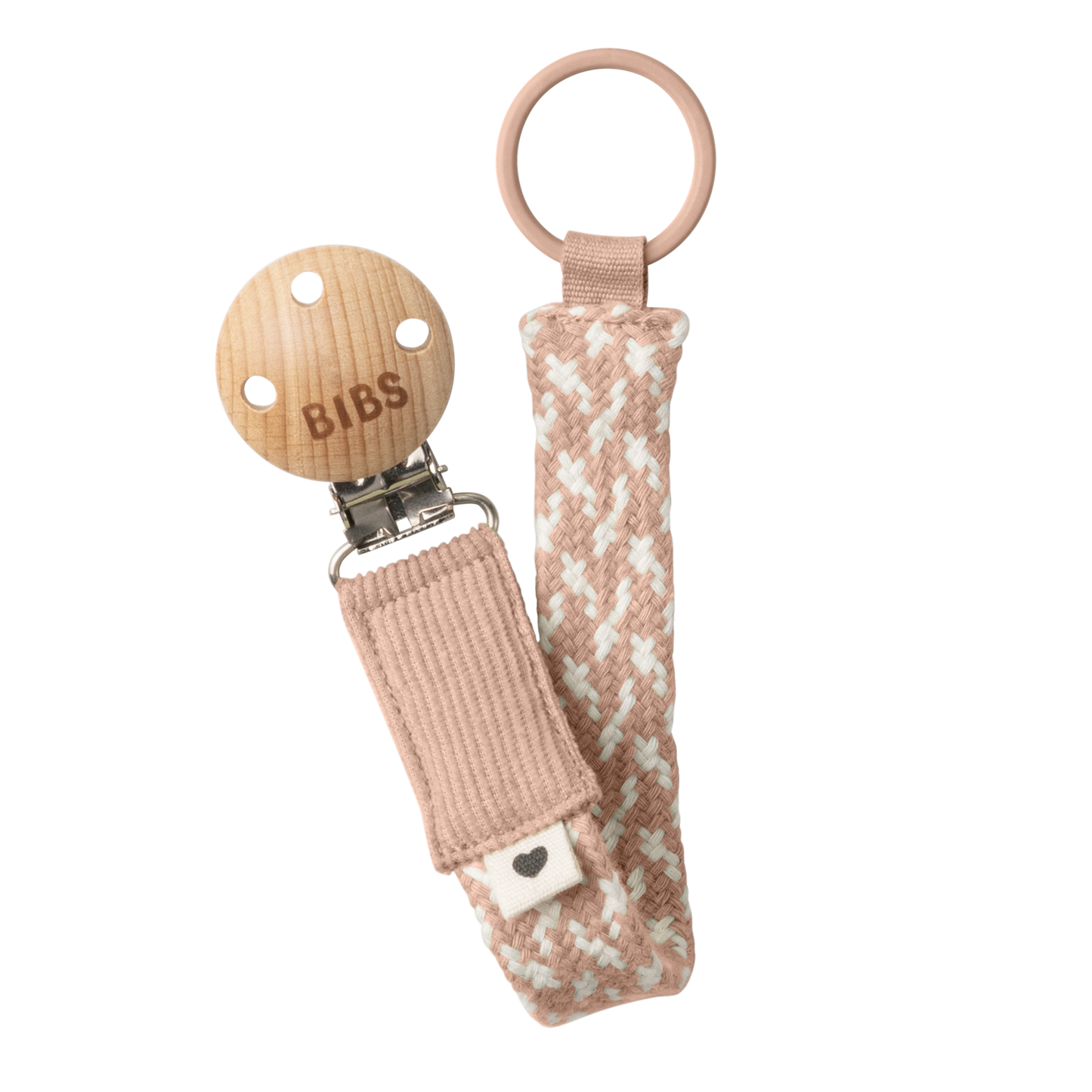 Bibs Attache-sucette Braided Blush/Ivory