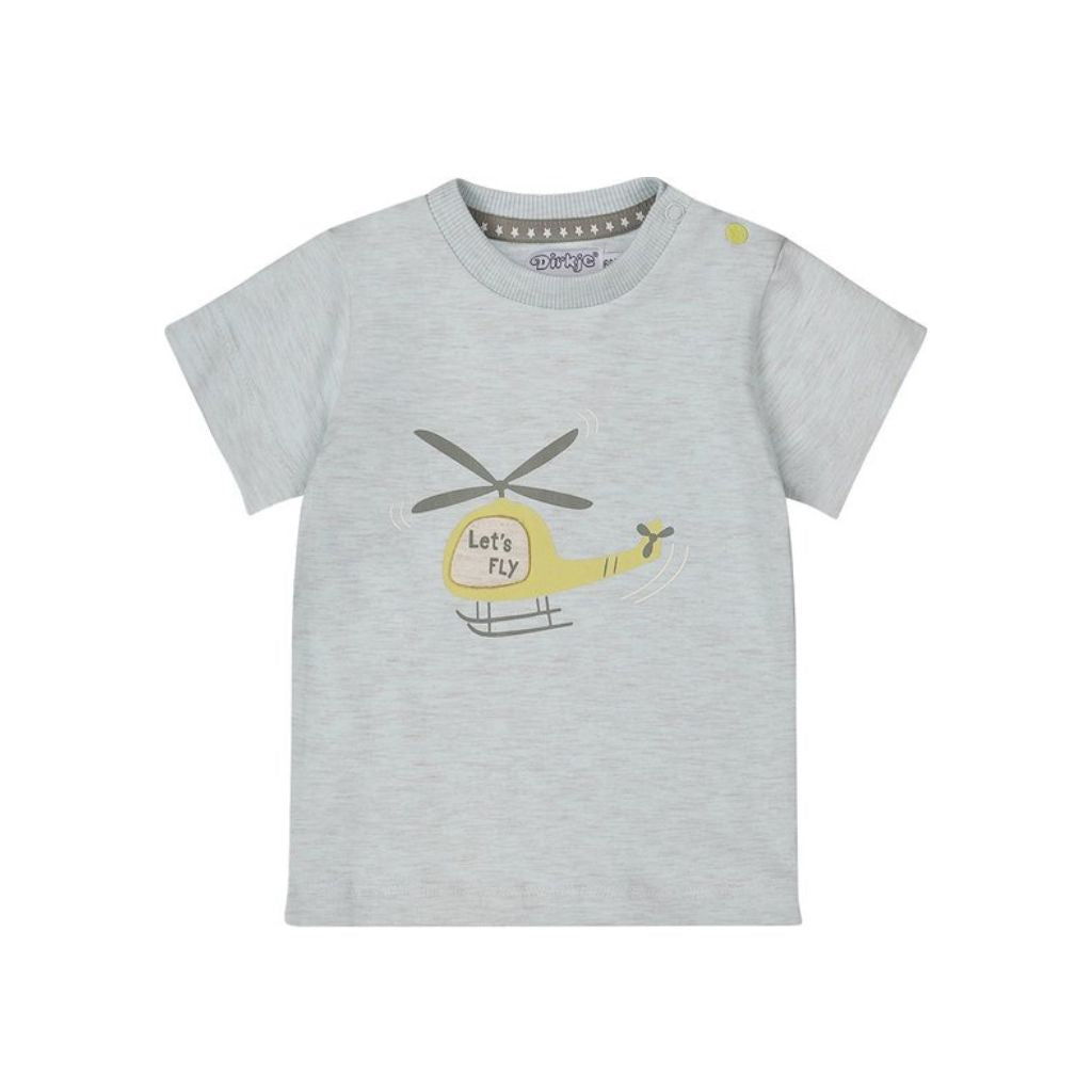 dirkje T-shirt met tekst lets fly korte mouw m 62 Light blue boy