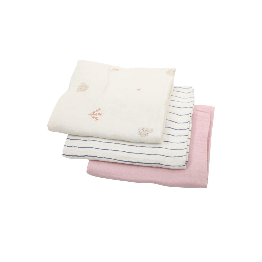 Dreambee Tetradoek Billie roze/beige - 3 stuks