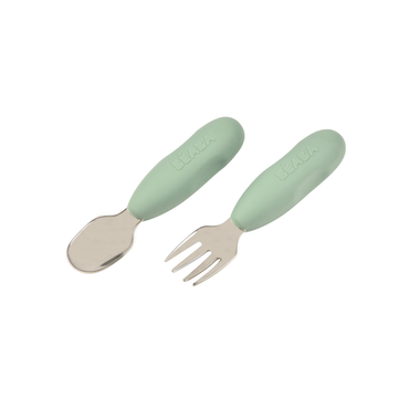 Béaba Roestvrije bestekset Sage Green - 2 stuks