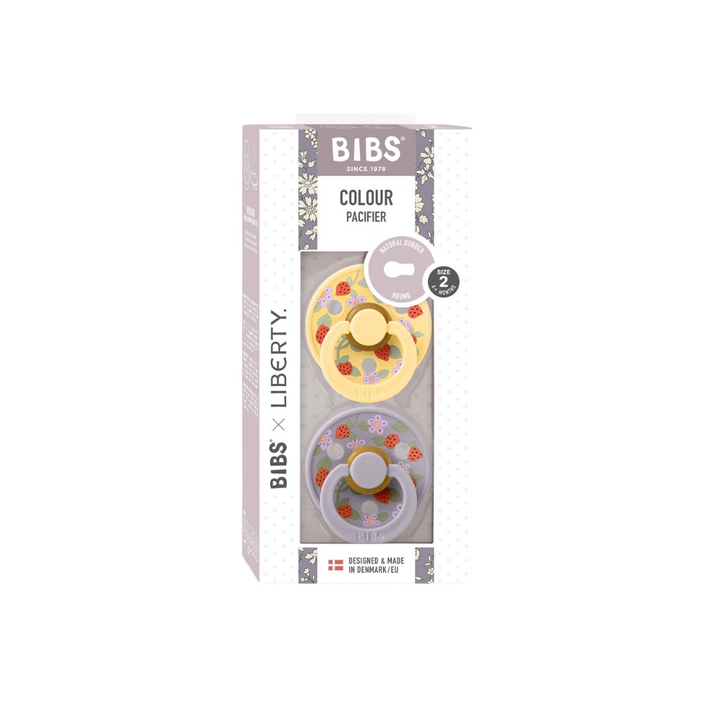 Bibs Sucette + 6 mois Liberty Garden Strawberry Pale Multi - 2 pièces