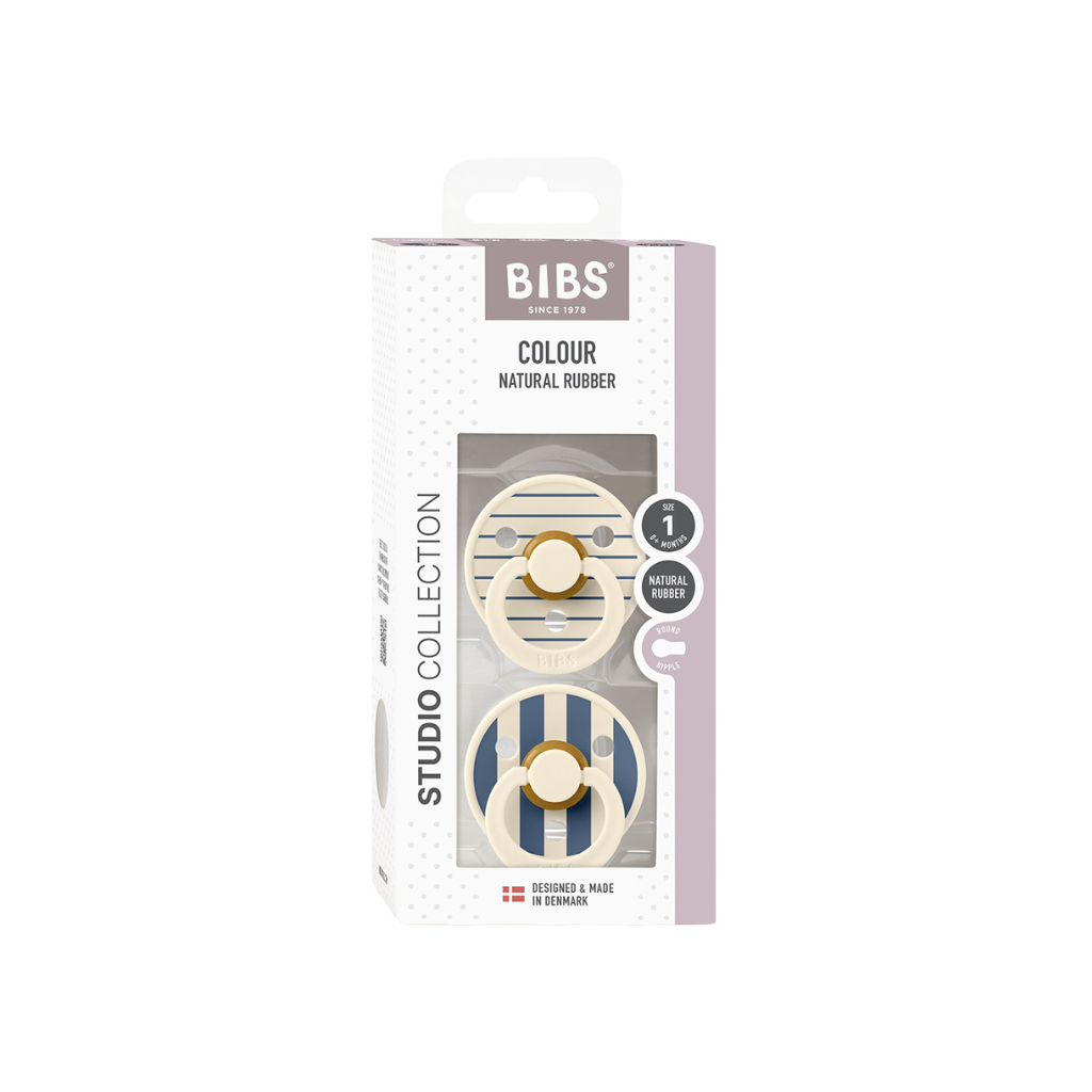 Bibs Fopspeen + 0 maanden STUDIO Pack Pin Ivory Steel/Blue Mix - 2 stuks