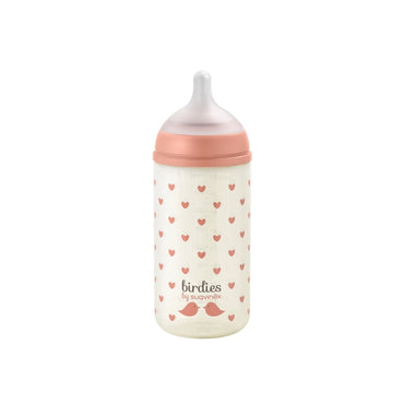 Suavinex Glazen fles speen SX Pro S Birdies roze 240 ml