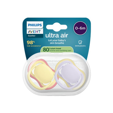 AVENT Fopspeen 0-6 maanden Ultra Air Pistache/lila - 2 stuks