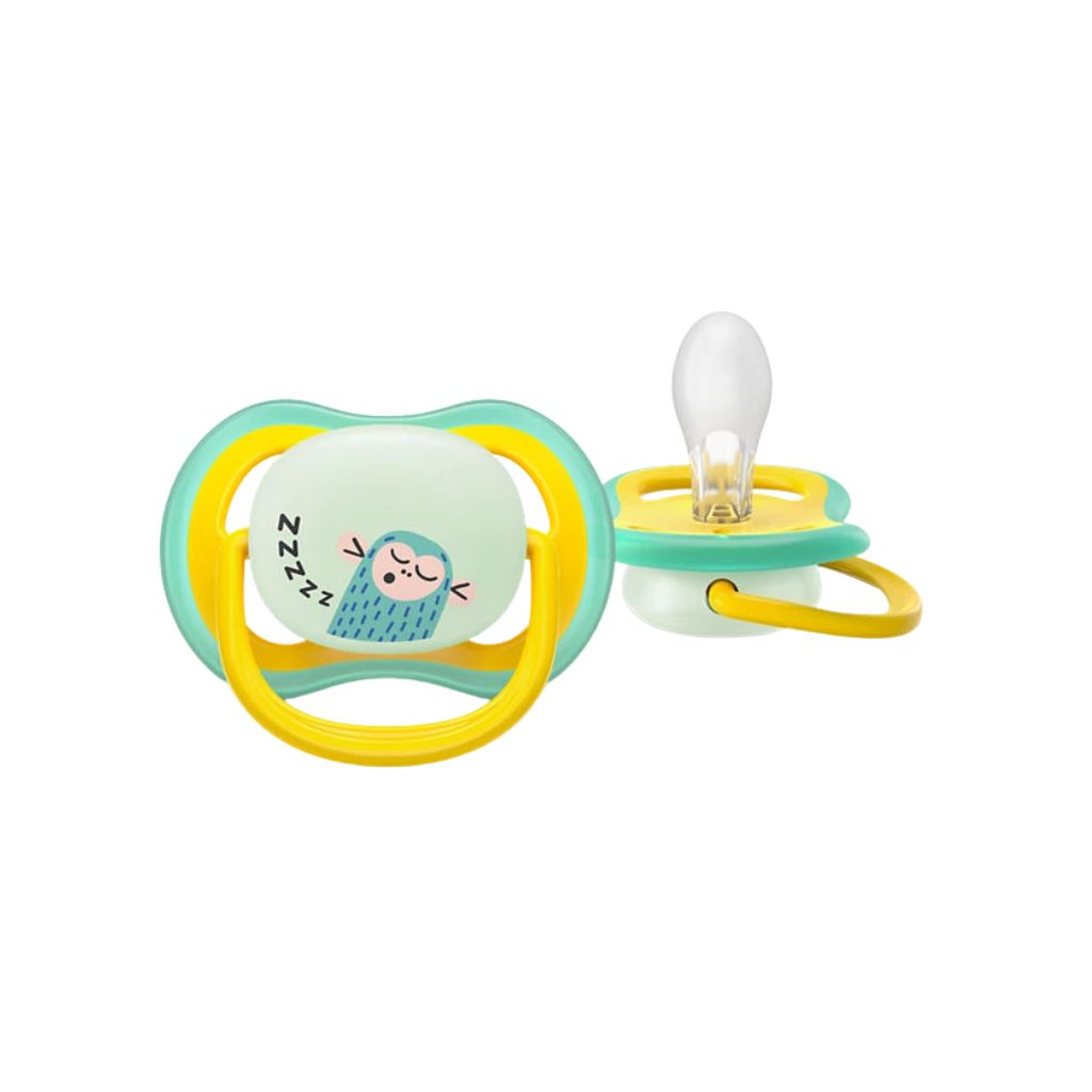 AVENT Fopspeen Ultra Air Nighttime Glow in the Dark +18 M Aap/poes - 2 stuks