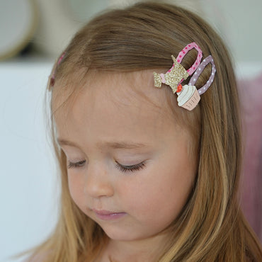 Busy Lizzie Barrettes avec cupcake violet – 2 pièces