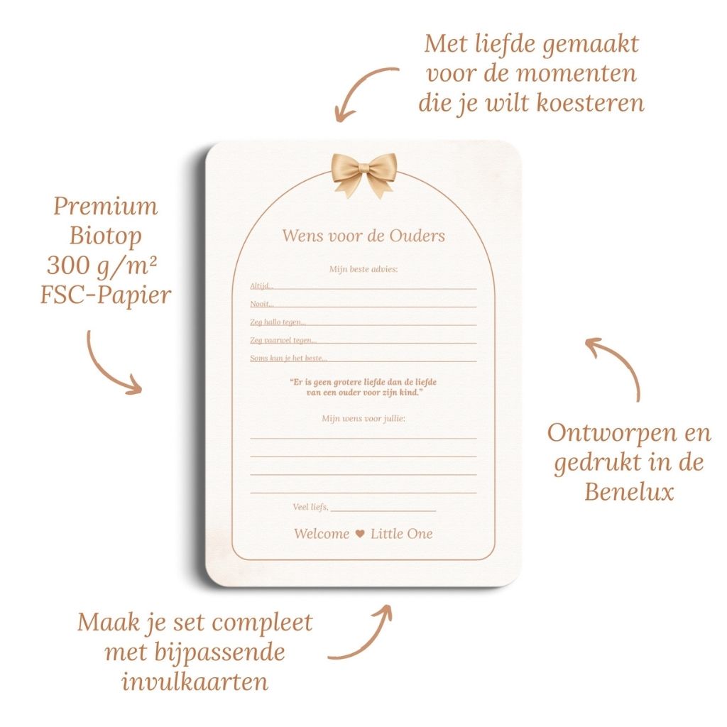 Studio Miron Invulkaart Wens voor de Ouders Boho Beige – 10 stuks