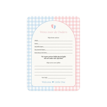 Studio Miron Cartes de vœux pour les parents Vichy Rose/Bleu NL – 10 pièces