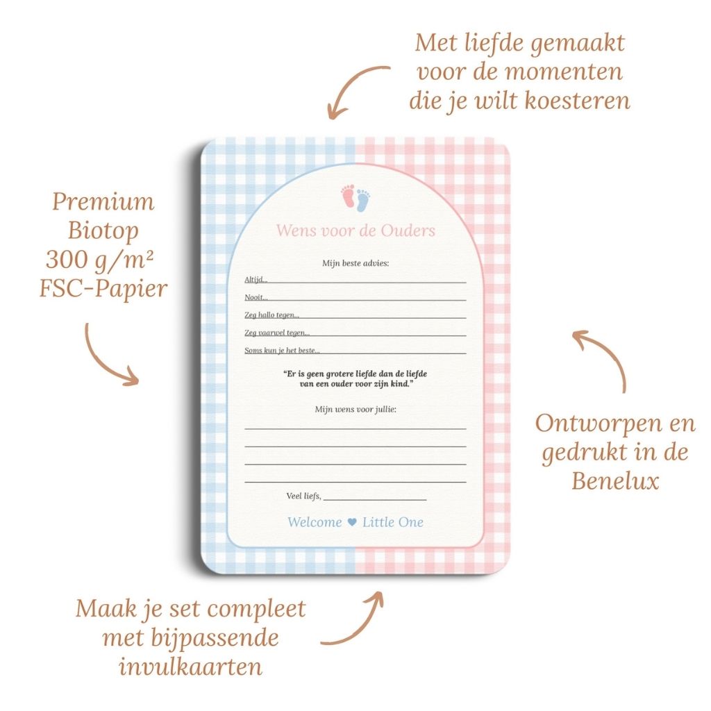 Studio Miron Invulkaart Wens voor de Ouders Roze/Blauw – 10 stuks