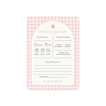 Studio Miron Cartes de prédictions pour bébé Vichy Rose FR - 10 pièces