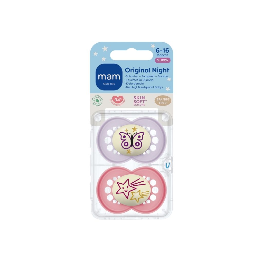 MAM Fopspeen 6-16 maanden Original Night Pink - 2 stuks