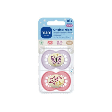 MAM Fopspeen + 16 maanden Original Night Pink - 2 stuks
