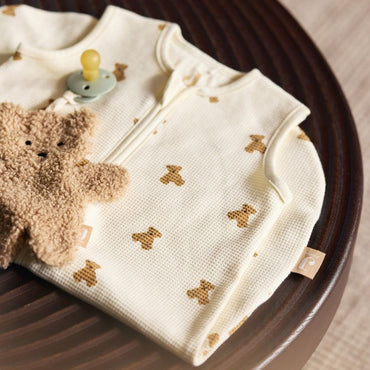 Jollein Sac de couchage d'été Newborn Mini Teddy Bear Little Waffle TOG 0,5 Beige 60 cm