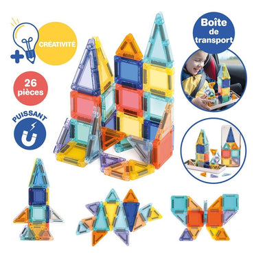 LUDI Jeu de construction magnétique multicolore – 26 pièces
