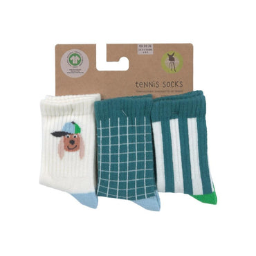 Lässig Chaussettes de tennis GOTS Dog Vert – 3 paires