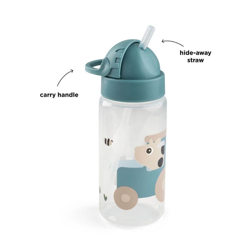 Done by Deer Bouteille Avec Paille Tiny Farm Blue 350 ml