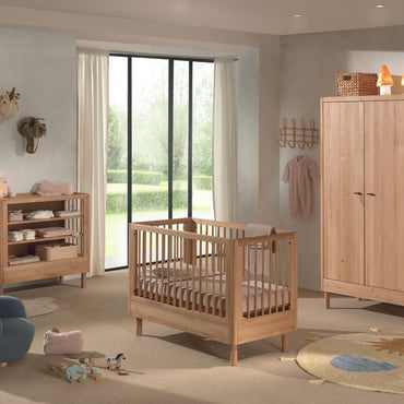 Jaxx 3-delige babykamer (Babybed L 60 x B 120 cm + Verzorgingstafel + Kast met 2 deuren) Forrest Eik