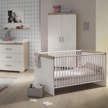 Transland Armoire à 2 Portes Hilja Chêne de Bordeaux Chalk-White