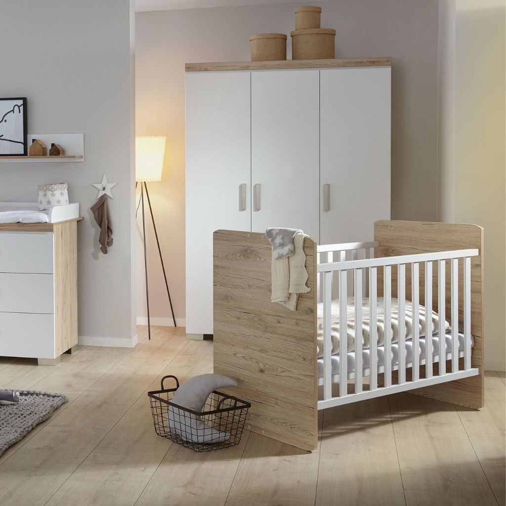 Transland Lit De Bébé / Lit d'enfant Hilja Lit évolutif Lg 60 x L 120 cm Chalk-White