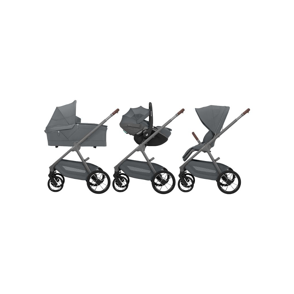 Maxi-Cosi 2-in-1 Kinderwagen Oxford+ Moon Graphite + Opvouwbare Draagmand Moon Graphite