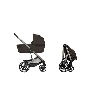 Cybex 2-in-1 Kinderwagen Balios S Lux Chocolate Brown + Opvouwbare Draagmand Chocolate Brown (Onderstel Taupe)