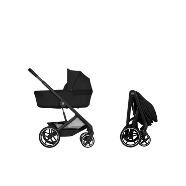 Cybex 2-in-1 Kinderwagen Balios S Lux Moon Black + Opvouwbare Draagmand Moon Black (Onderstel Black)