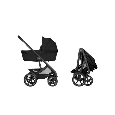 Cybex 2-in-1 Kinderwagen Talos S Lux Moon Black + Opvouwbare Draagmand Moon Black (Onderstel Black)