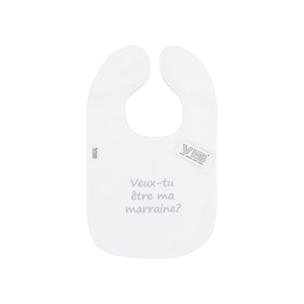 VIB Bavoir "Veux-Tu Être Ma Marraine?" White