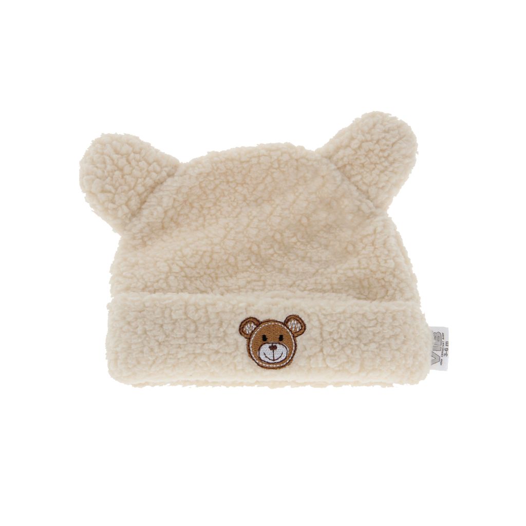 VIB Bonnet à Oreillettes "Beary Cold" Teddy Beige Unisexe 0-3 m