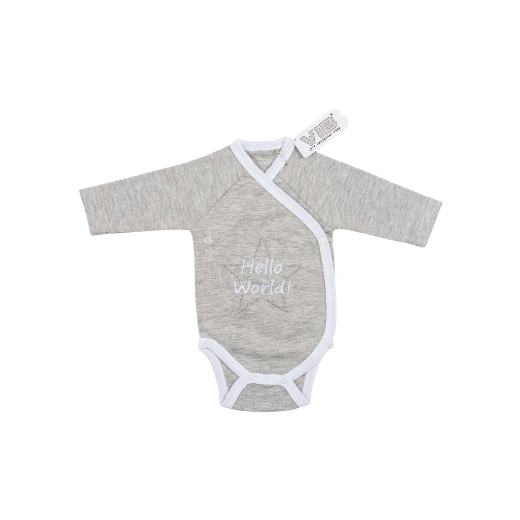 VIB Body "Hello World" Grijs / Wit Uniseks 0-3 m