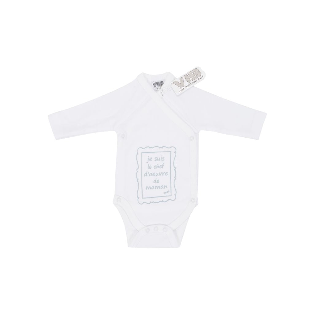VIB Body "Je Suis Le Chef D'oeuvre De Maman, Moi" Wit / Grijs Uniseks 0-3 m
