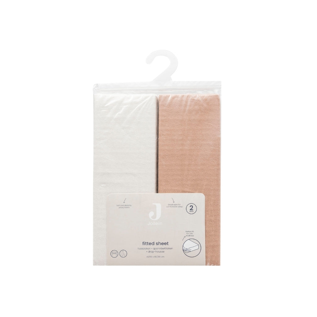 Jollein Drap-housse Pour Berceau Jersey Light Terra / Oatmeal Lg 40 / 50 x L 80 / 90 cm – 2 Pièces