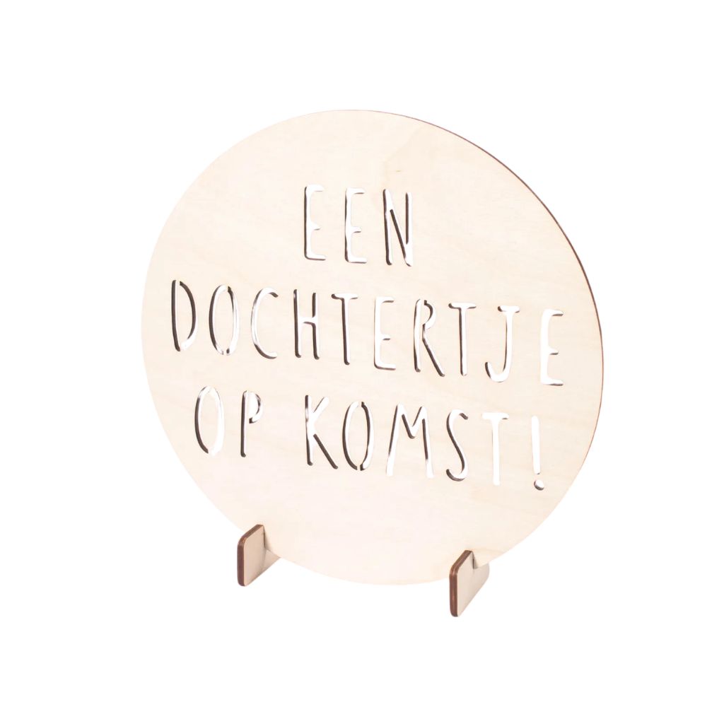 Woodie Goodie Gender Reveal Aankondigingsbord "Een Dochtertje Op Komst !" Wood