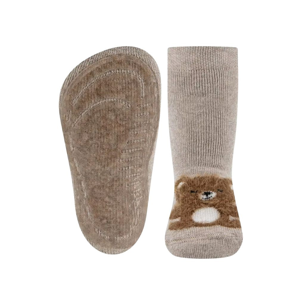 Ewers Chaussettes Antidérapantes SoftStep Teddy Beige Mélangé Unisexe