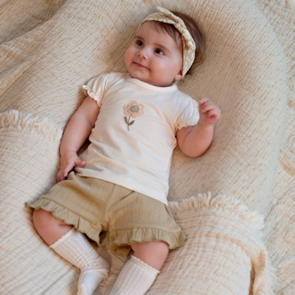 Feetje Short Crinkle Ruches Let Your Dreams Blossom Groen