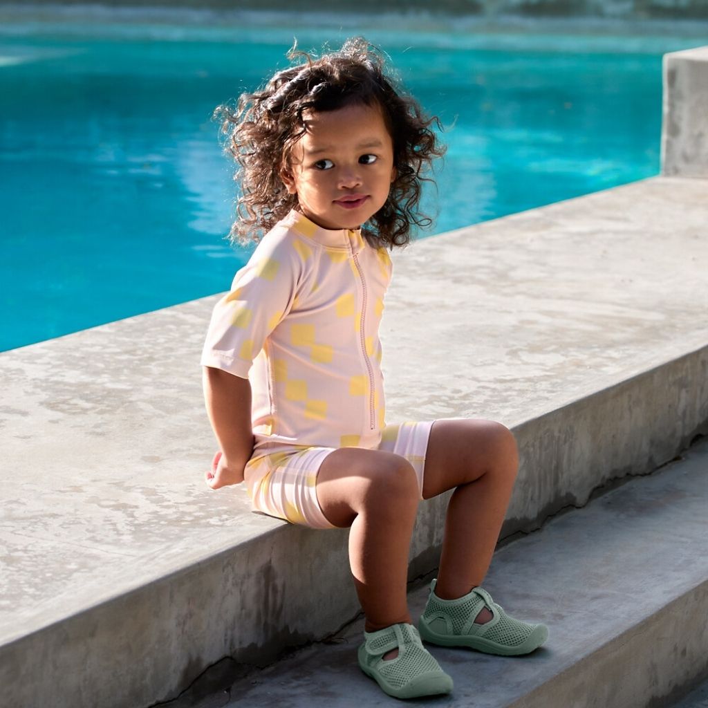 Lässig Maillot de bain Checkerboard Pale Pink/Yellow