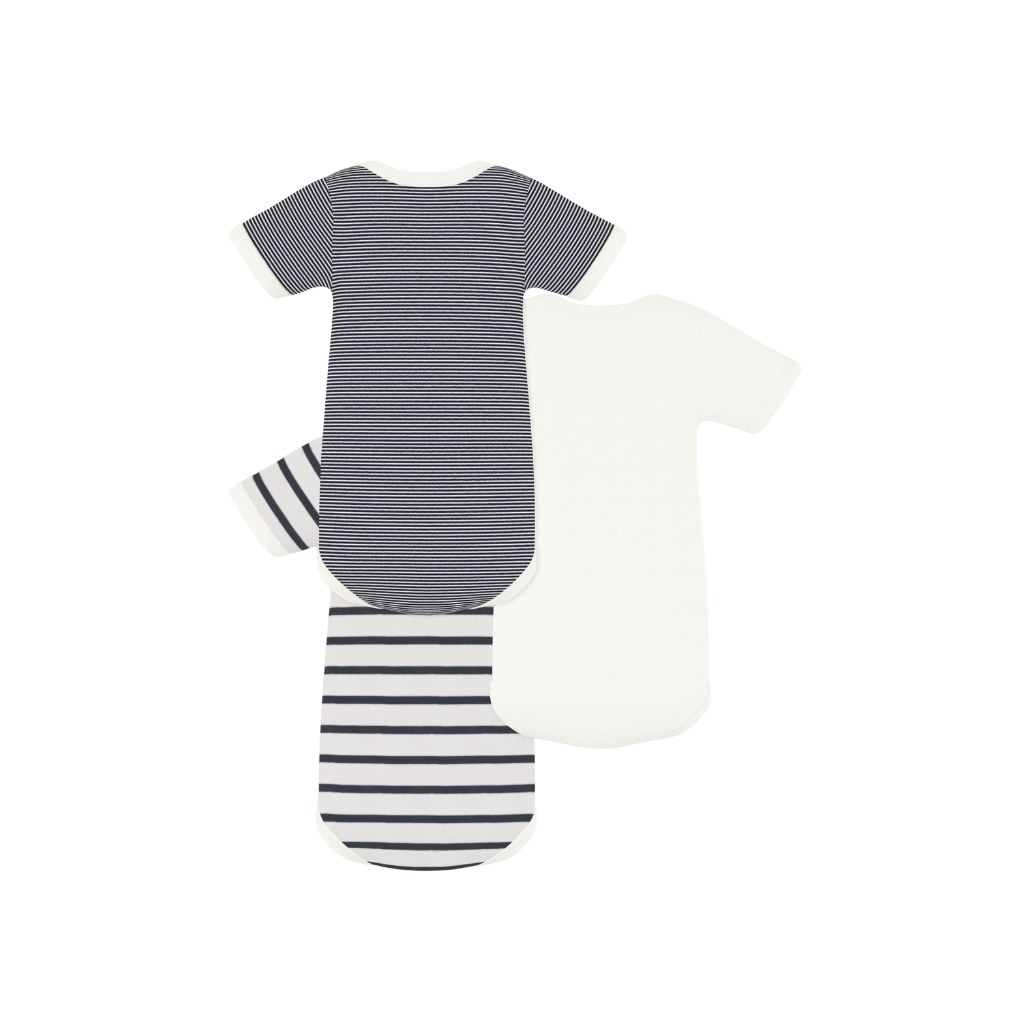 Petit Bateau Body à manches courtes Rayures - 3 pièces
