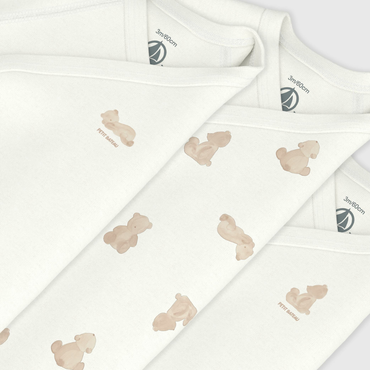 Petit Bateau Body met overslag en lange mouwen Beer - 3 stuks